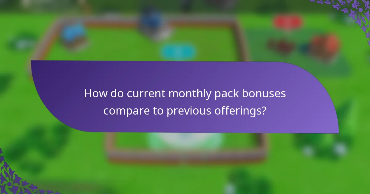 How do current monthly pack bonuses compare to previous offerings?