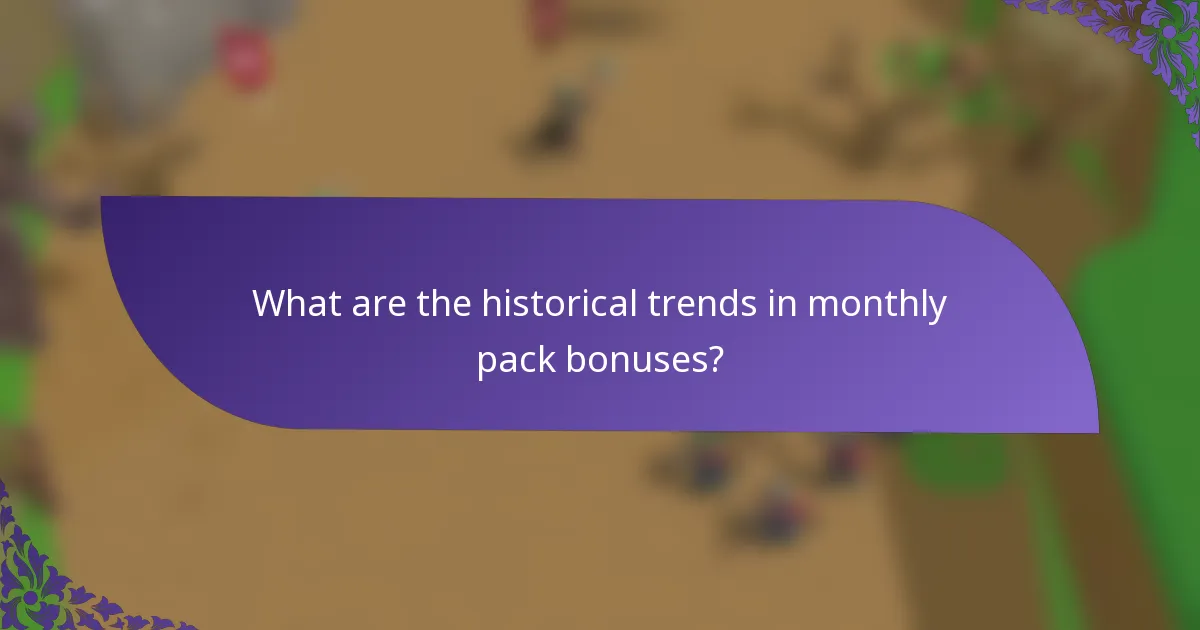 What are the historical trends in monthly pack bonuses?