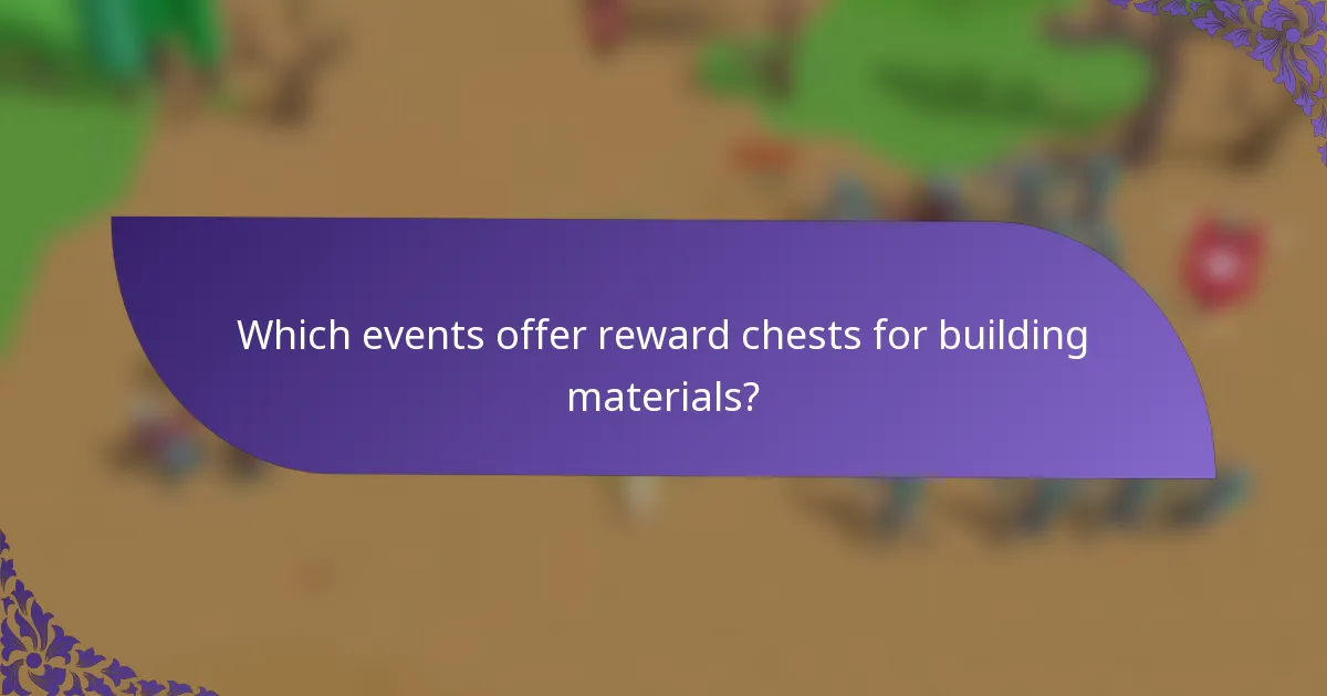 Which events offer reward chests for building materials?