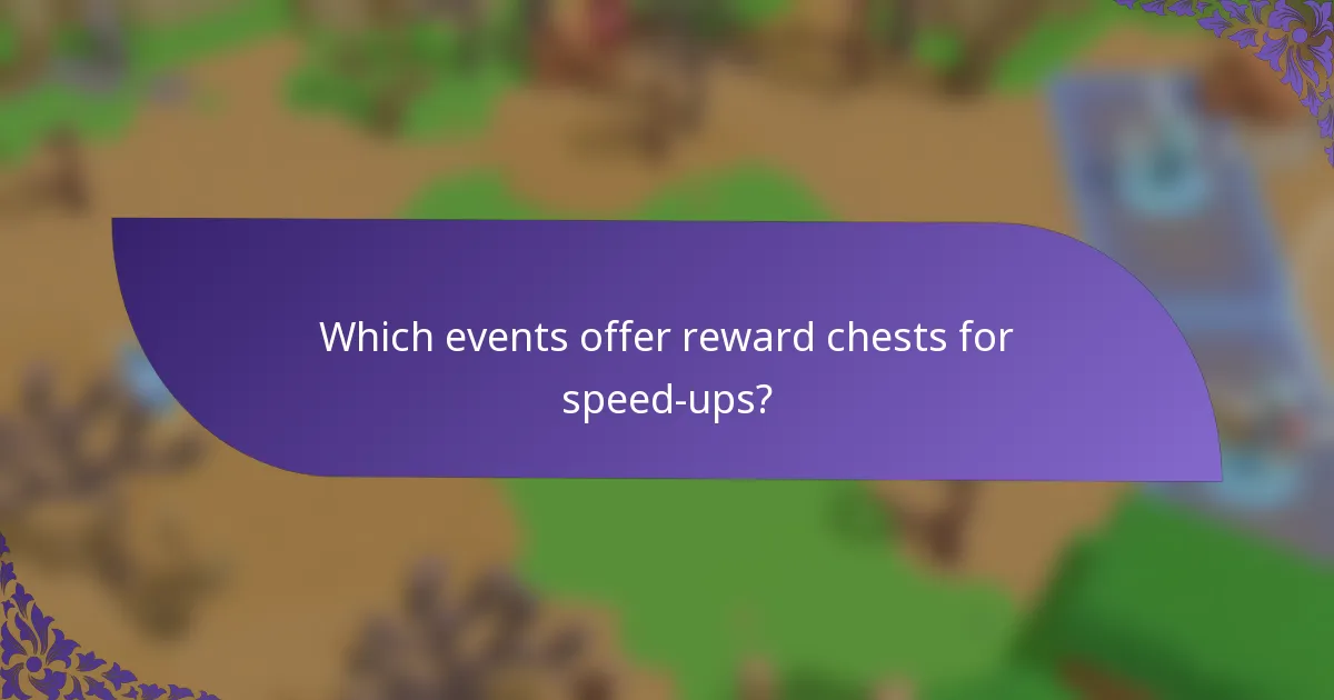 Which events offer reward chests for speed-ups?
